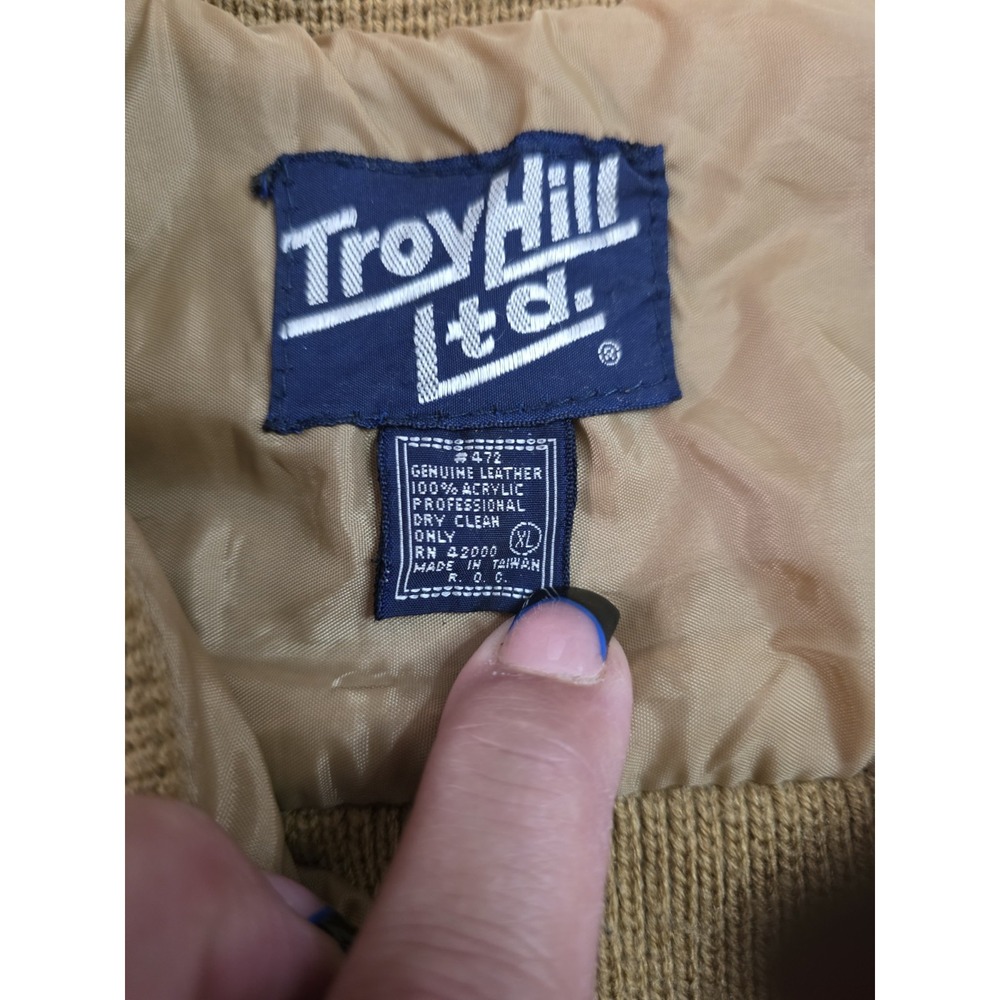 Troy Hill LTD 1980's Leather Jacket Tan Suede Acrylic Tan Large Vintage - Picture 5 of 5